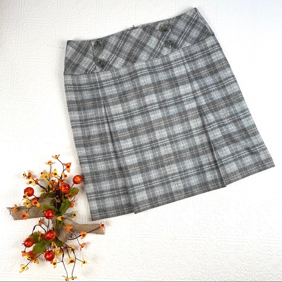 Zaffiri Virgin Wool Blend Gray Plaid Skirt SZ 12 - Picture 1 of 6